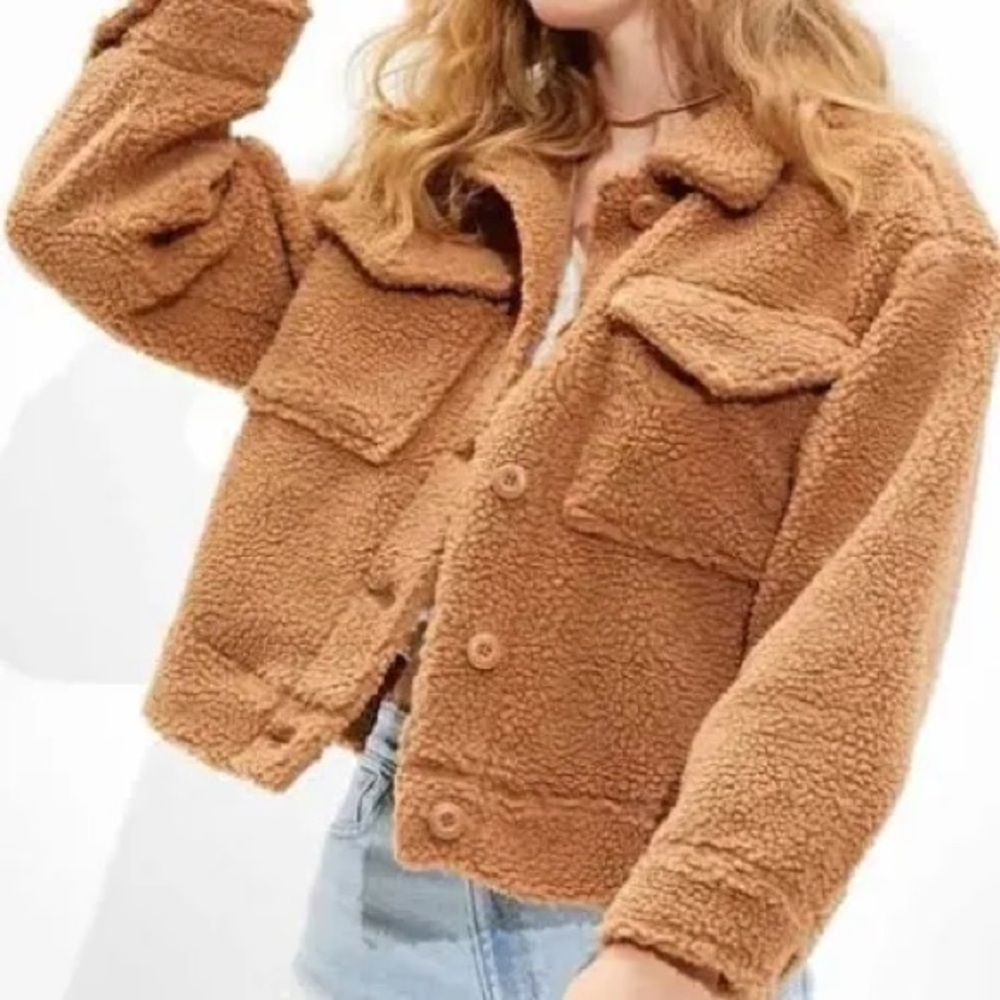 American Eagle Outfitters Sherpa Trucker Brown Jacket - Picture 1 of 5
